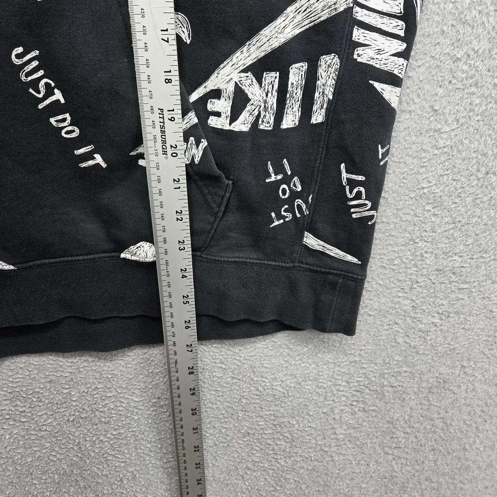 Nike Men Hoodie XXL Black Graphic Fleece AOP Logo Allover Print READ